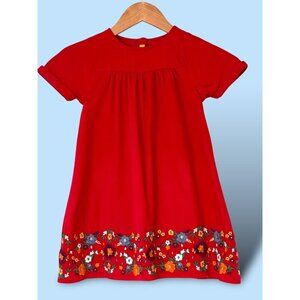 Little Bird Girls Red Dress with Floral Embroidery at Hem Size 5-6‎ Years Boho